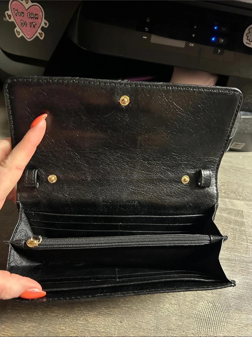 Michael Kors Black Quilted Leather Logo Clasp Wallet
